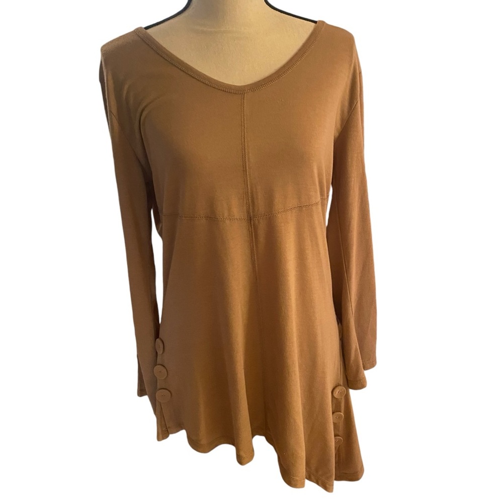 Noelle Women’s Tunic Tan Polyester/Cotton Blend Asymmetrical